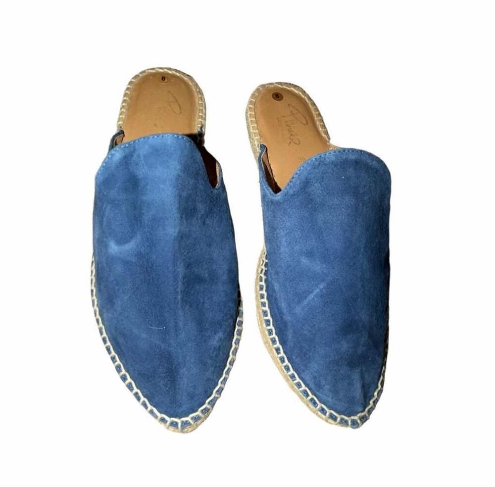 Pinaz Blue Suede Espadrille Mules Size 39